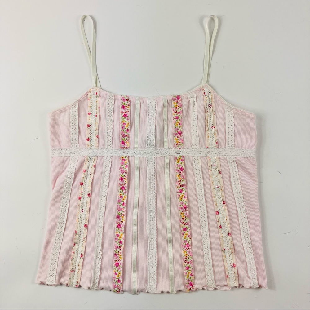 Vintage Moda International Victoria’s Secret Pink Floral Shabby Chic Cami